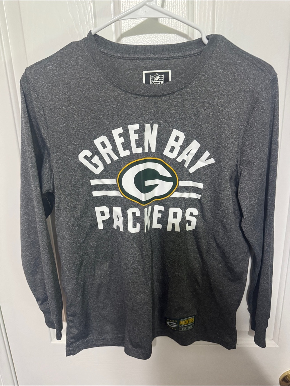 NFL Green Bay Packers Dark Gray Long Sleeve Crewneck Shirt with Logo